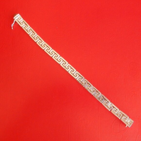 Mint Vtg.Millor Italy 925 Sterling Silver 23.06g Greek Key Bracelet Unisex - Picture 11 of 15